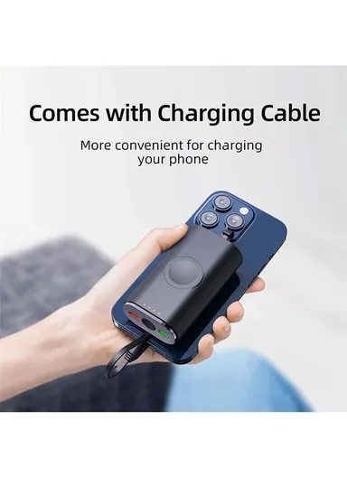 20W 5000mAh Fast Charging Power Bank For Apple Watch Magnetic Portable Phone Charger With iP Cable V10A PD (L5 x W9 x H3)cm