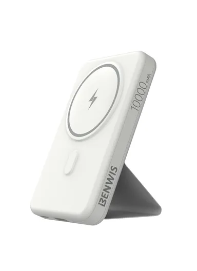 10000mAh Compatible with Magsafe Battery Phone Stand Magnetic Power Bank Charger (CE, FCC) - White