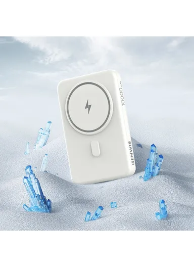 10000mAh Compatible with Magsafe Battery Phone Stand Magnetic Power Bank Charger (CE, FCC) - White