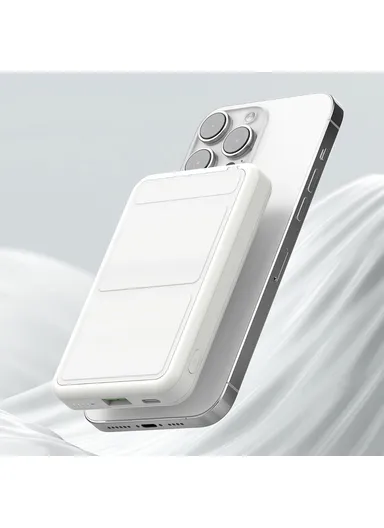 10000mAh Compatible with Magsafe Battery Phone Stand Magnetic Power Bank Charger (CE, FCC) - White