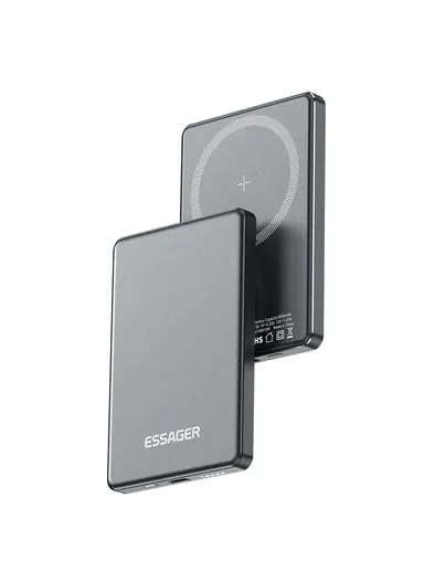 5000mAh Magnetic Power Bank Ultra Slim Wireless Charging Battery Pack (L10 x W7)cm - Dark Grey