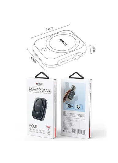 5000mAh PD 20W Power Bank Magnetic Phone Watch Earphone Wireless Charger YP59 