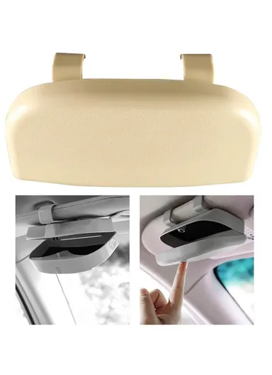 Glasses Holder Magnetic Car Sun Visor Glasses Case Organizer Glasses Storage Box (L17 x W8 x T9)cm - Beige