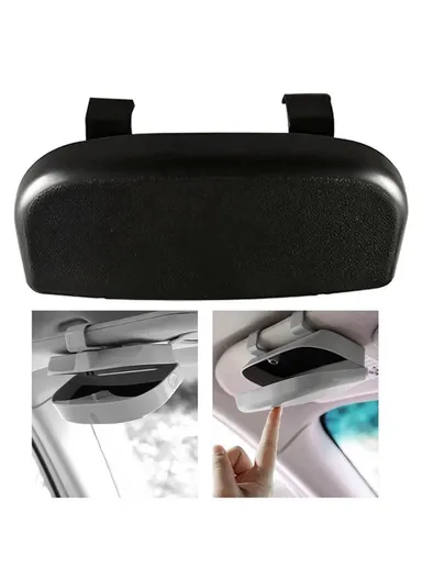 Glasses Holder Magnetic Car Sun Visor Glasses Case Organizer Glasses Storage Box (L17 x W8 x T9)cm - Black