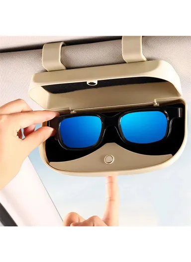 Glasses Holder Magnetic Car Sun Visor Glasses Case Organizer Glasses Storage Box (L17 x W8 x T9)cm - Black