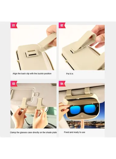 Glasses Holder Magnetic Car Sun Visor Glasses Case Organizer Glasses Storage Box (L17 x W8 x T9)cm - Black