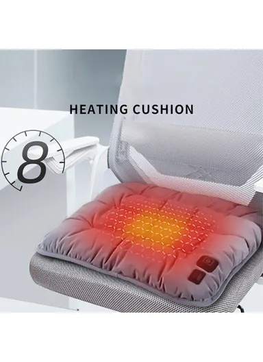 USB Winter Heating Seat Cushion Heater Pad Electric Warmer Car Seat Mat (L45 x W45 x H5)cm - Black