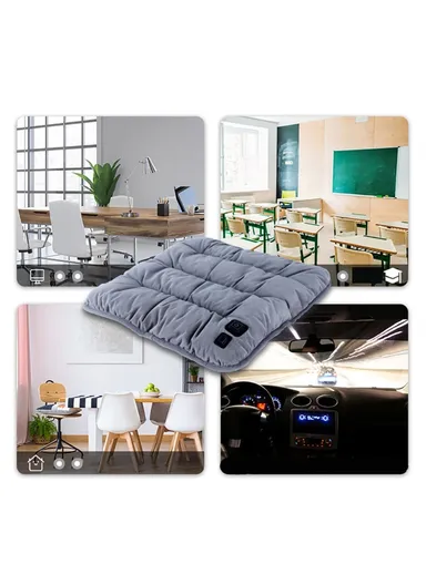 USB Winter Heating Seat Cushion Heater Pad Electric Warmer Car Seat Mat (L45 x W45 x H5)cm - Black