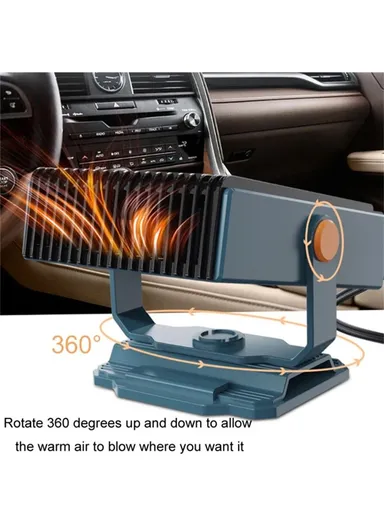 12V Car Heater Portable Fan Windshield Defogger Defroster Winter Fast Heating Warmer - Navy Blue