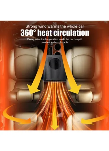 12V Car Heater Portable Fan Windshield Defogger Defroster Winter Fast Heating Warmer - Navy Blue