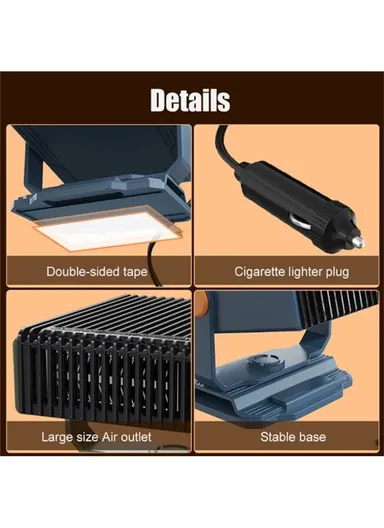 12V Car Heater Portable Fan Windshield Defogger Defroster Winter Fast Heating Warmer - Navy Blue