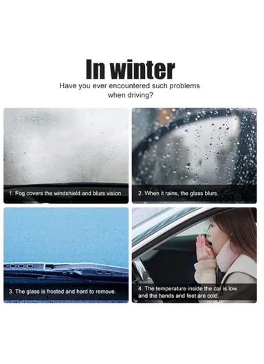 12V Car Heater Portable Fan Windshield Defogger Defroster Winter Fast Heating Warmer - Navy Blue