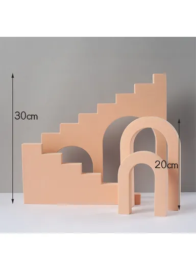 4Pcs / Set Ladder &amp; Arch Table Ornament Jewelry Cosmetics Shooting Background Geometric Photography Prop - Nude