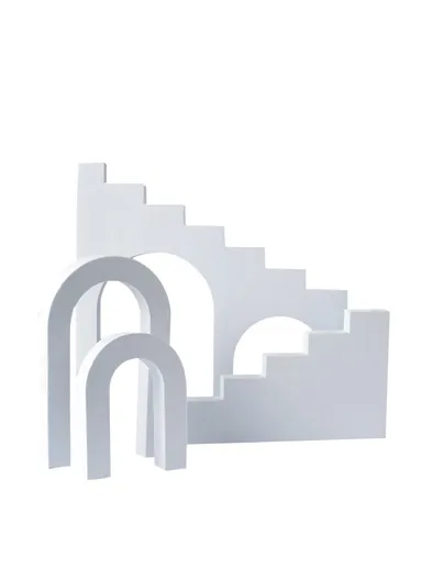 4Pcs / Set Ladder &amp; Arch Table Ornament Jewelry Cosmetics Shooting Background Geometric Photography Prop - White