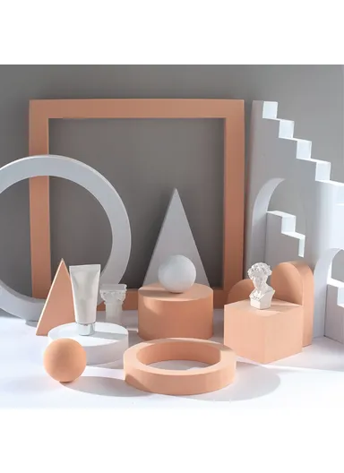 Cylinder Photography Prop Geometric Shape Shooting Background Table Ornament (L10 x W6)cm - White