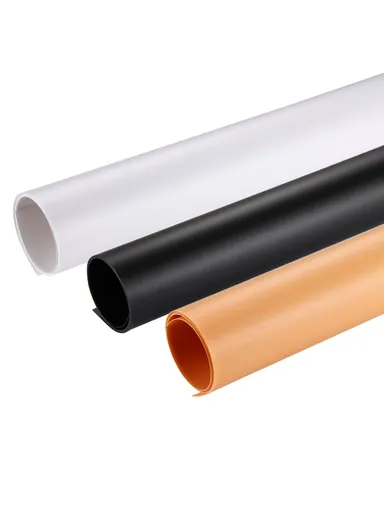 3-Pack PVC Matte Photography Backdrop Papers (L73.5 x W37.5)cm - White/Black/Yellow