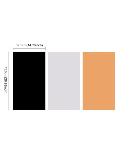3-Pack PVC Matte Photography Backdrop Papers (L73.5 x W37.5)cm - White/Black/Yellow