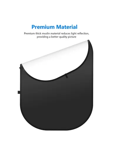 150x200cm Oval Photography Backdrop Screen Double-sided Photography Background NW-506  - Black / White