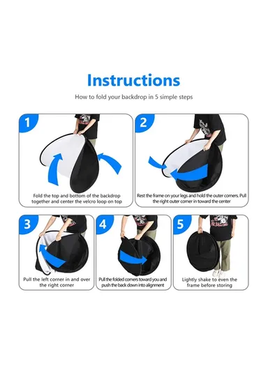 150x200cm Oval Photography Backdrop Screen Double-sided Photography Background NW-506  - Black / White