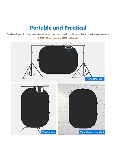 150x200cm Oval Photography Backdrop Screen Double-sided Photography Background NW-506  - Black / White
