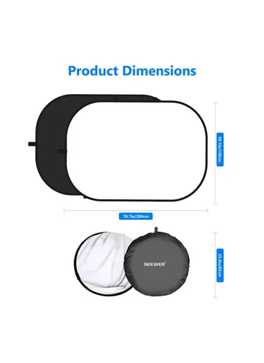 150x200cm Oval Photography Backdrop Screen Double-sided Photography Background NW-506  - Black / White