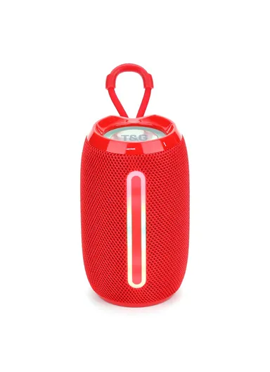 Portable Bluetooth Speaker LED Light Outdoor Wireless Stereo Subwoofer TG653 (W7.8 x H12.8)cm - Red