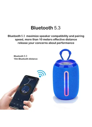 Portable Bluetooth Speaker LED Light Outdoor Wireless Stereo Subwoofer TG653 (W7.8 x H12.8)cm - Red