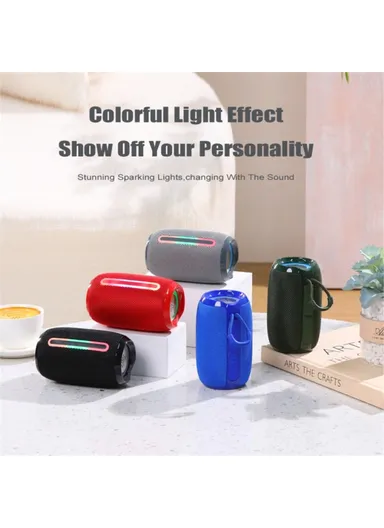 Portable Bluetooth Speaker LED Light Outdoor Wireless Stereo Subwoofer TG653 (W7.8 x H12.8)cm - Red