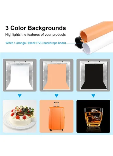 80W High-Brightness LED Photo Light Panel with 3 Color Backgrounds (L80 x W80 x H80)cm