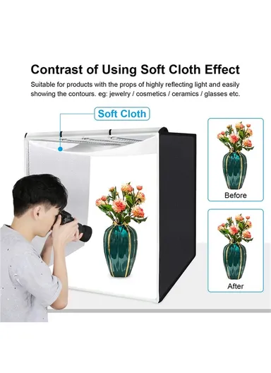 80W High-Brightness LED Photo Light Panel with 3 Color Backgrounds (L80 x W80 x H80)cm