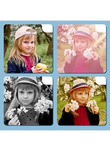 Cartoon Pig 2.0 inch Screen Kids Rechargeable HD Dual Lens Digital Camera Toy - Blue