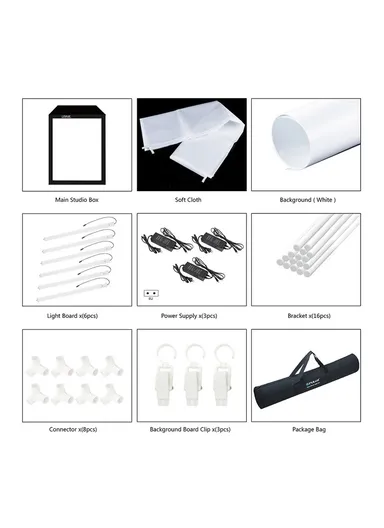 240W 5500K Photography Photo Studio Box 6 Light Strip Bars Photo Lighting Shooting Tent Kit PU210 - US Plug