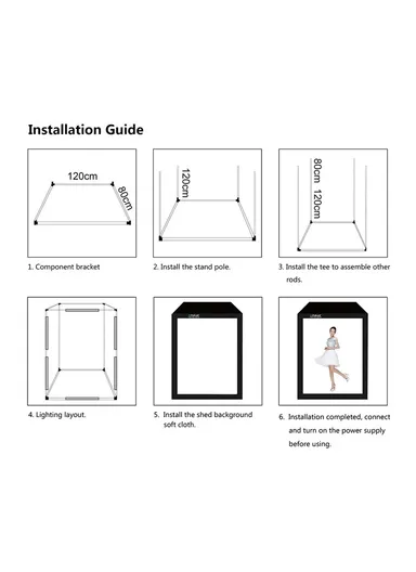 240W 5500K Photography Photo Studio Box 6 Light Strip Bars Photo Lighting Shooting Tent Kit PU210 - US Plug