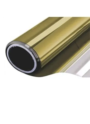 Window Film Privacy Mirror Tint UV Heat Control Vinyl Sticker Sunblock Glass Paper Door Cover Reflective Static Cling (L400 x W40)cm - Gold