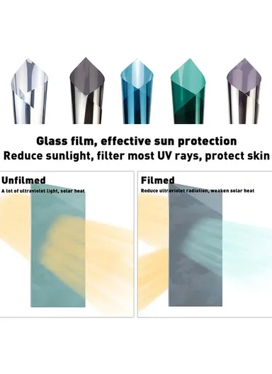 Window Film Privacy Mirror Tint UV Heat Control Vinyl Sticker Sunblock Glass Paper Door Cover Reflective Static Cling (L400 x W40)cm - Gold