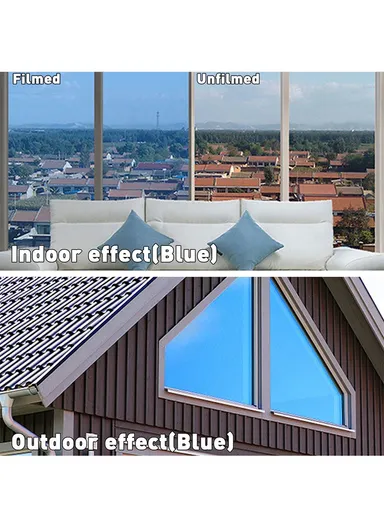 Window Film Privacy Mirror Tint UV Heat Control Vinyl Sticker Sunblock Glass Paper Door Cover Reflective Static Cling (L400 x W40)cm - Gold