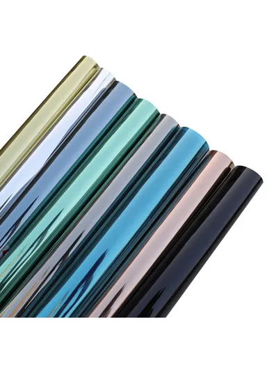 Window Film Privacy Mirror Tint UV Heat Control Vinyl Sticker Sunblock Glass Paper Door Cover Reflective Static Cling (L400 x W40)cm - Gold