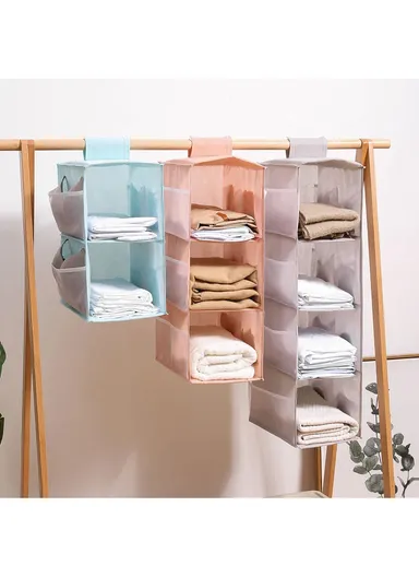 3 Layers Bra Hanger Hanging Rack, Underwear Storage Organizer Clothes Bag Closet - Grey