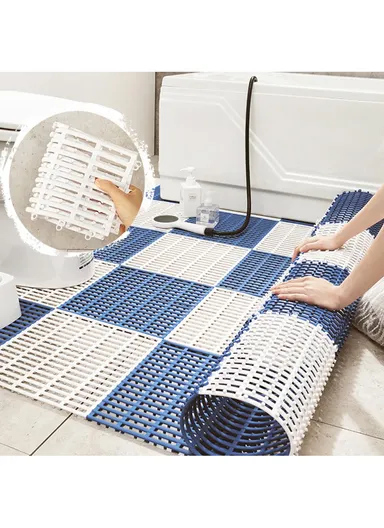 30x30cm 6Pcs Anti-slip Bathroom Carpet Kitchen Floor Mat Spa Bath Rug - Grey