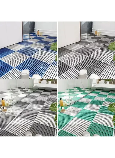 30x30cm 6Pcs Anti-slip Bathroom Carpet Kitchen Floor Mat Spa Bath Rug - Grey