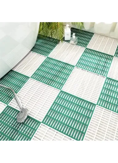 30x30cm 6Pcs Anti-slip Bathroom Carpet Kitchen Floor Mat Spa Bath Rug - White