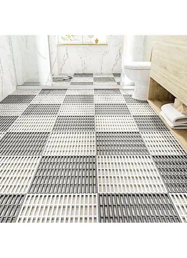 30x30cm 6Pcs Anti-slip Bathroom Carpet Kitchen Floor Mat Spa Bath Rug - White