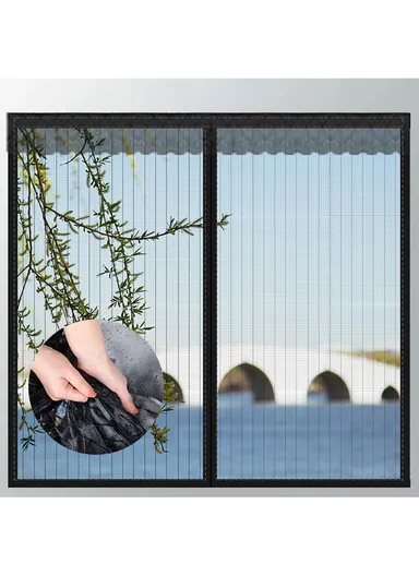 140x150cm Magnetic Window Screen Mesh Curtain Screen Invisible Gauze Window - White