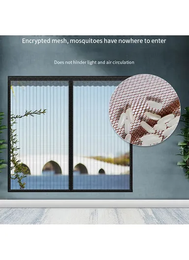120x150cm Magnetic Window Screen Mesh Curtain Screen Invisible Gauze Window - Black
