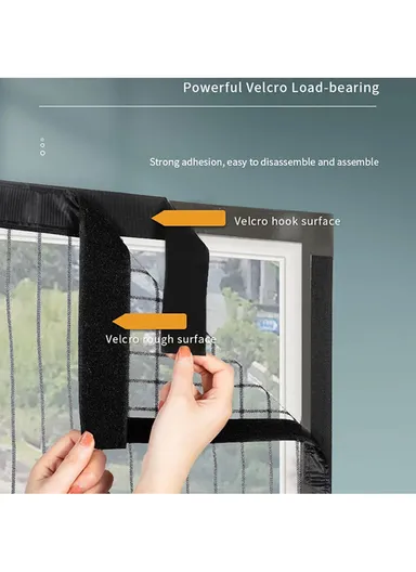 120x150cm Magnetic Window Screen Mesh Curtain Screen Invisible Gauze Window - Black