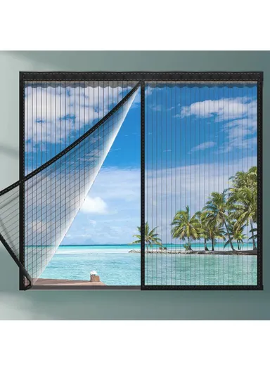 120x150cm Magnetic Window Screen Mesh Curtain Screen Invisible Gauze Window - Black