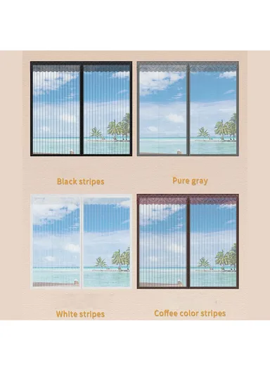 120x150cm Magnetic Window Screen Mesh Curtain Screen Invisible Gauze Window - Black