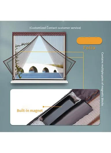 120x150cm Magnetic Window Screen Mesh Curtain Screen Invisible Gauze Window - Black