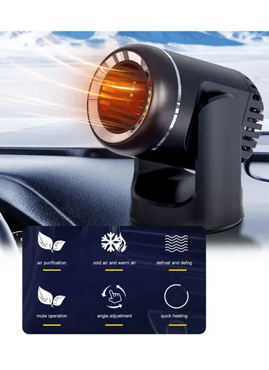 130W 12V Car Heater Fast Heating Windshield Defroster Demister Electric Fan Heater for Cars SUV Truck &amp; Trailer - White