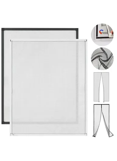 60x90cm Home Magnetic Window Screen Fiberglass Anti Mosquito Breathable Window Net - Grey Frame + Grey Net